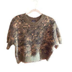 NWT Scoop camouflage design shaggy cropped sweater Sz XL (16-18)